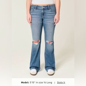 Hollister Low Rise Ripped Medium Wash Bootcut Jeans Size W25 Regular